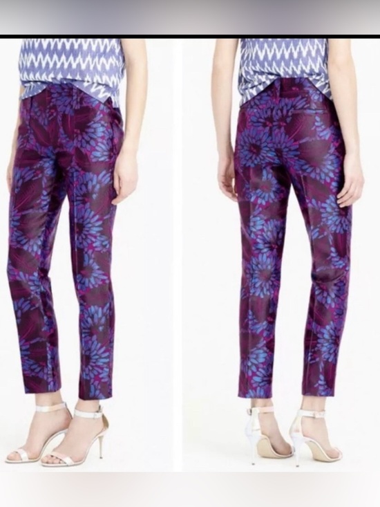 J. Crew Pants - Floral Stretch Crop Pants - Purple/Blue